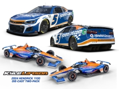 Preorder Kyle Larson 2024 HendrickCars.com 1100 1:24 Nascar / 1:18 IndyCar Liquid Color 2 Car Set